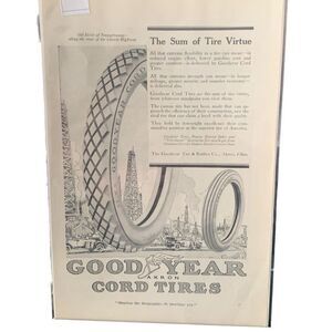 Vintage 1916 Goodyear Cord Tires Sun of Tire Virtue Ad Advertisement